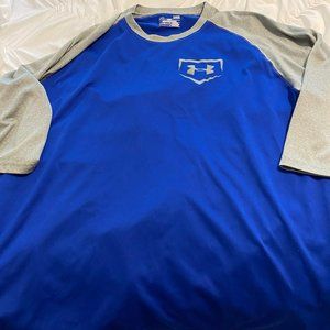 Under Armour Royal three quarter sleeve baseball tee Size Large